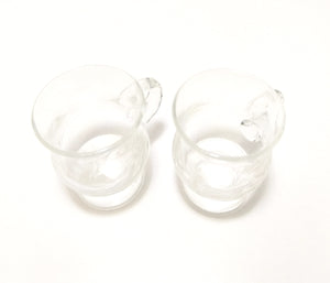 Vintage Pair Of Etched Double Shot Glass Mugs