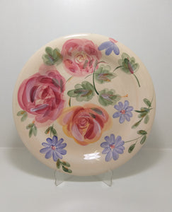 Contemporary Hand Decorated Floral Patterned Ceramic Gibson Elite China Large Dinner Plate