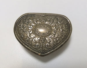 Small & Heavy Vintage Heart Shaped Silver Plated Trinket Box