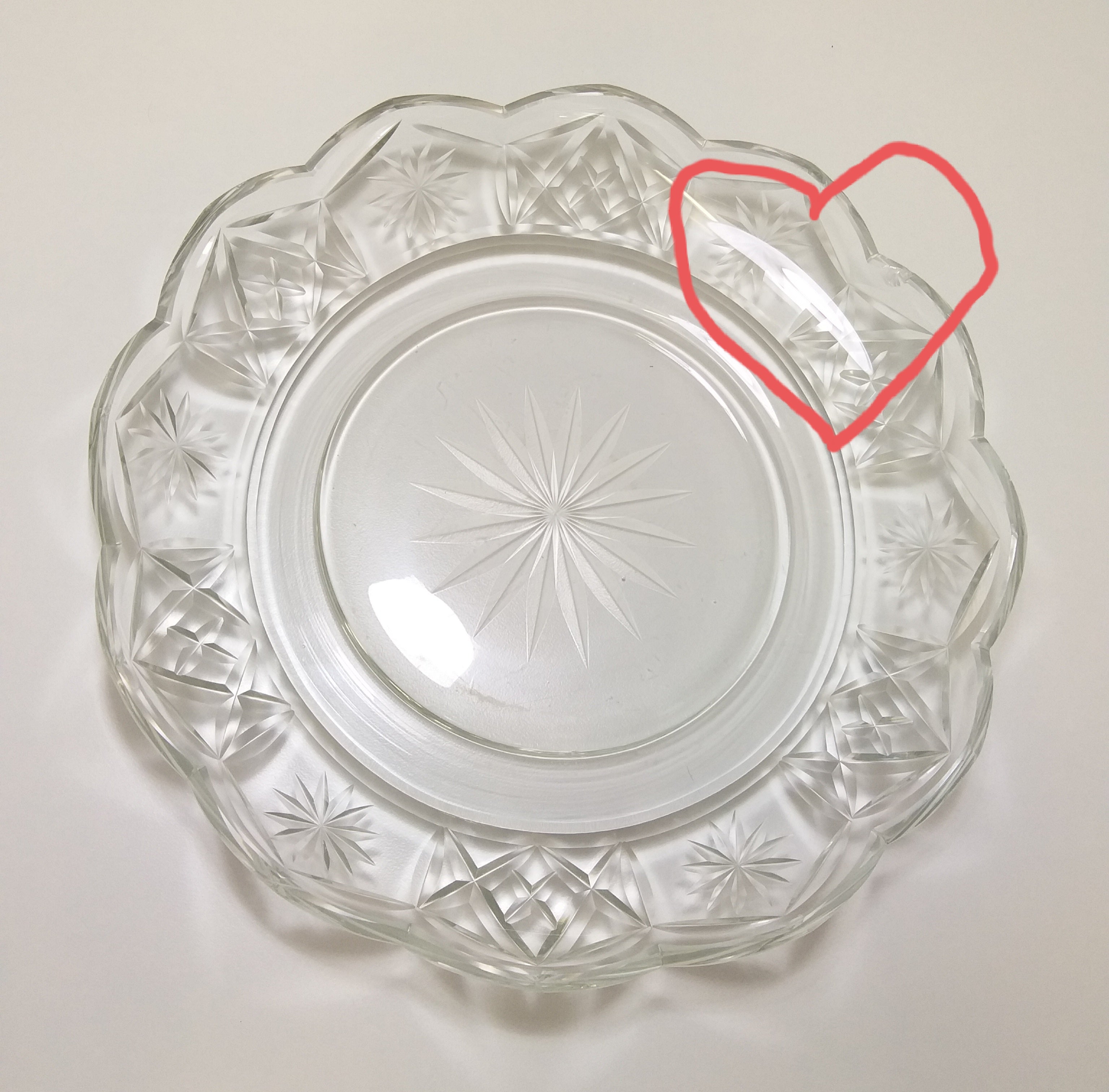Large Vintage Star & Cross Cut Crystal Display Bowl