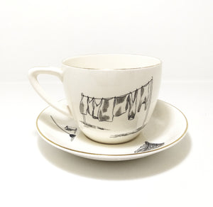 Extra Large Crown Devon Pottery “Fathers” Tea Duo – Cup & Saucer