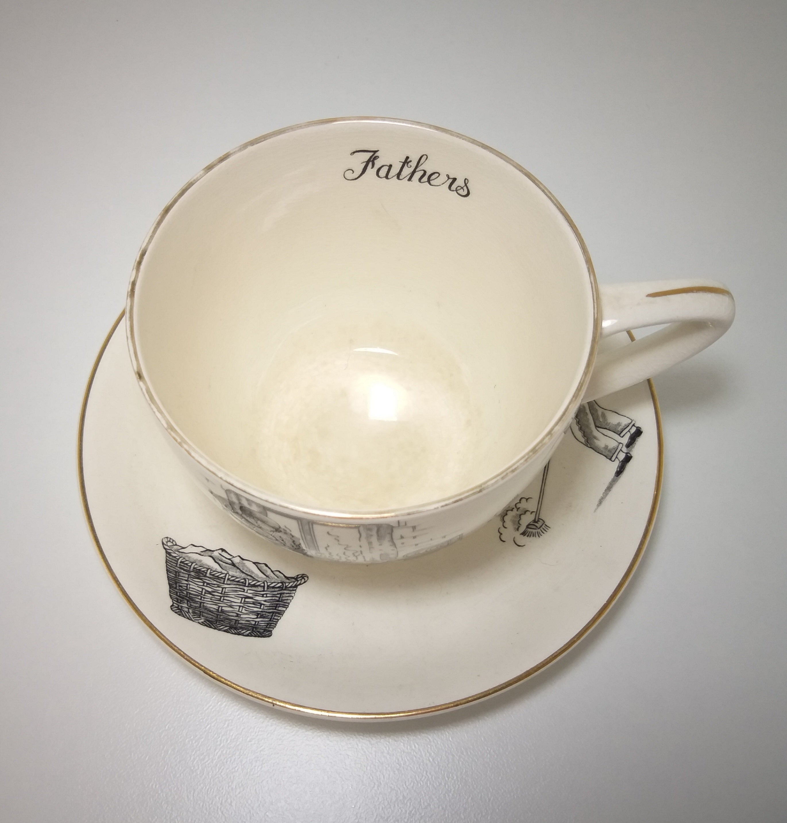 Extra Large Crown Devon Pottery “Fathers” Tea Duo – Cup & Saucer