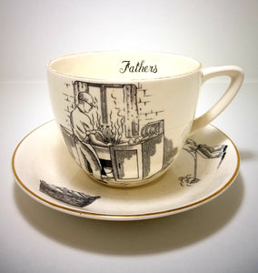 Extra Large Crown Devon Pottery “Fathers” Tea Duo – Cup & Saucer
