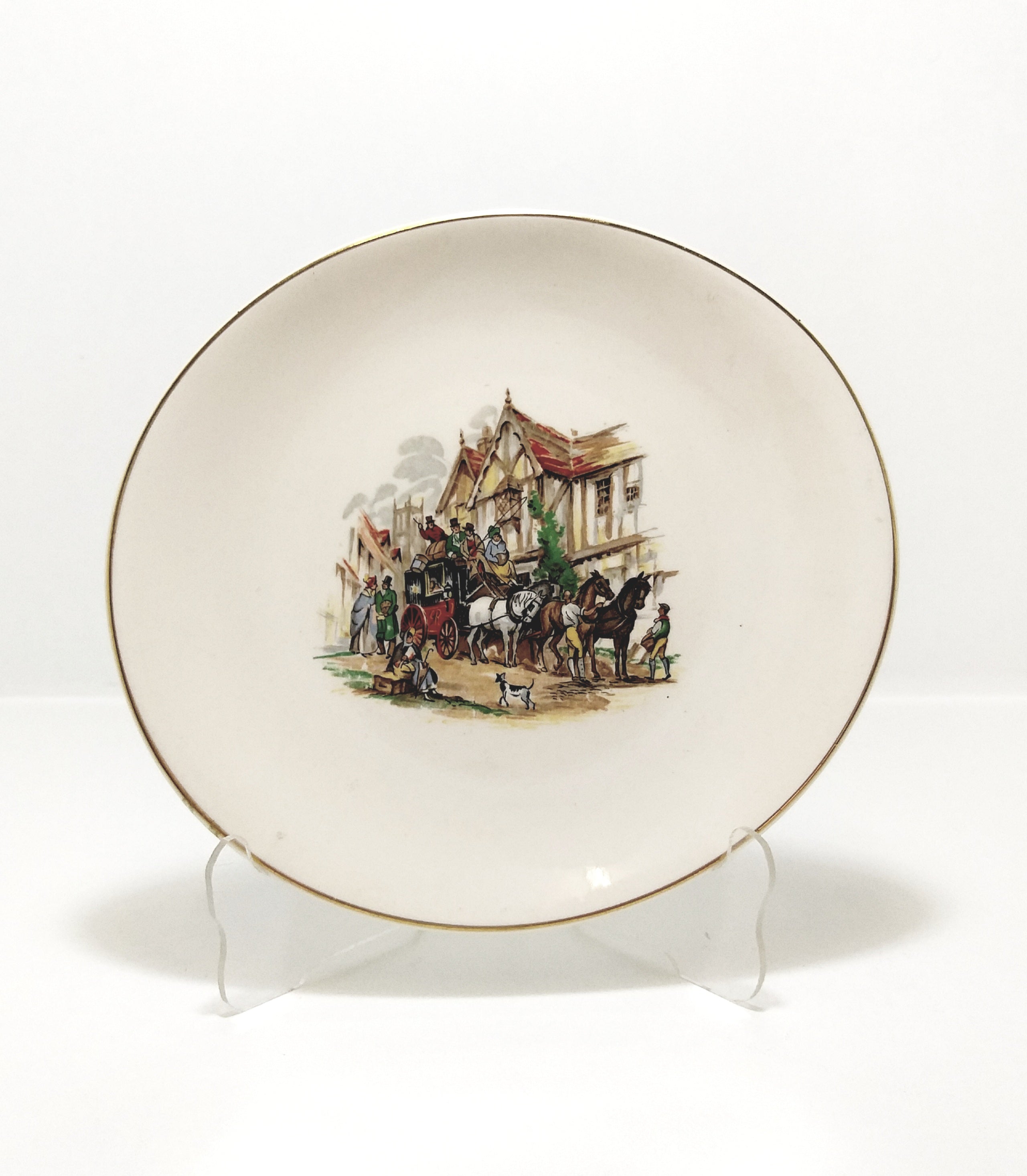 Vintage Johnson Bros Oval Coaching Scene Side Plate