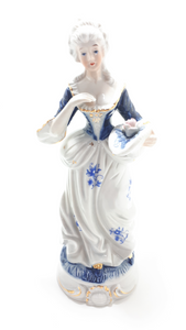 1925-1967 Collectable Fine Porcelain Blue & White Capodimonte Victorian Figurine Pair – Male & Female