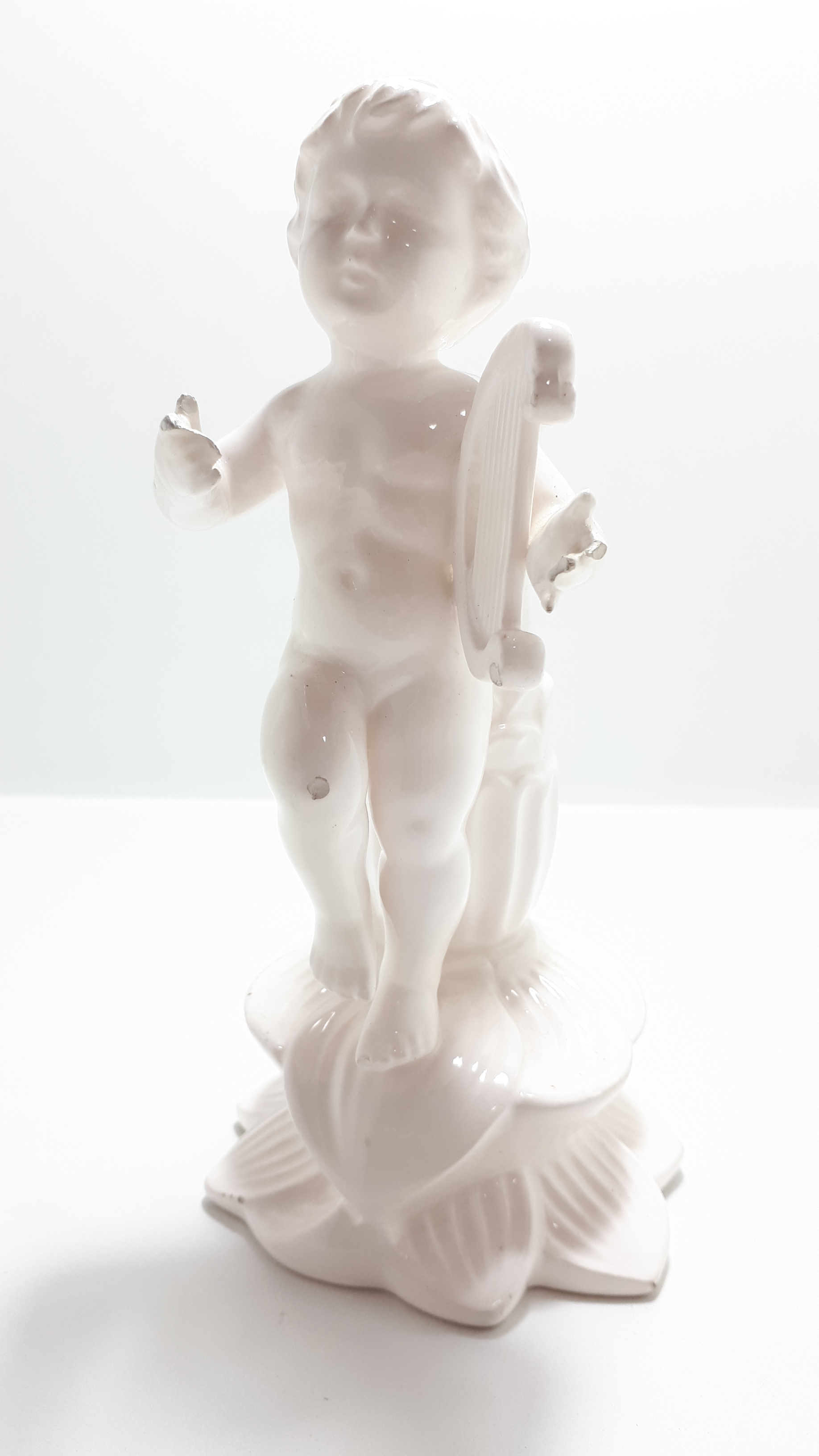 White Porcelain Glazed Fine Porcelain Cherub Bud Vase